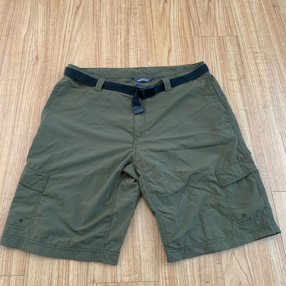 Eddie Bauer Army Green Cargo Hiking Shorts